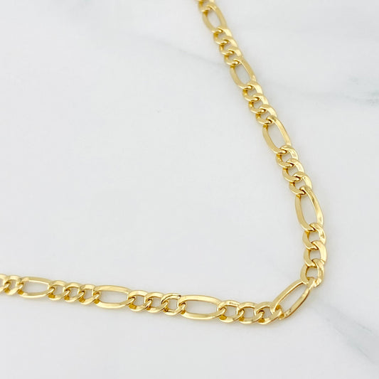 Cadena Figaro 4.3g / 24 in / 3.81mm Oro Amarillo 18K