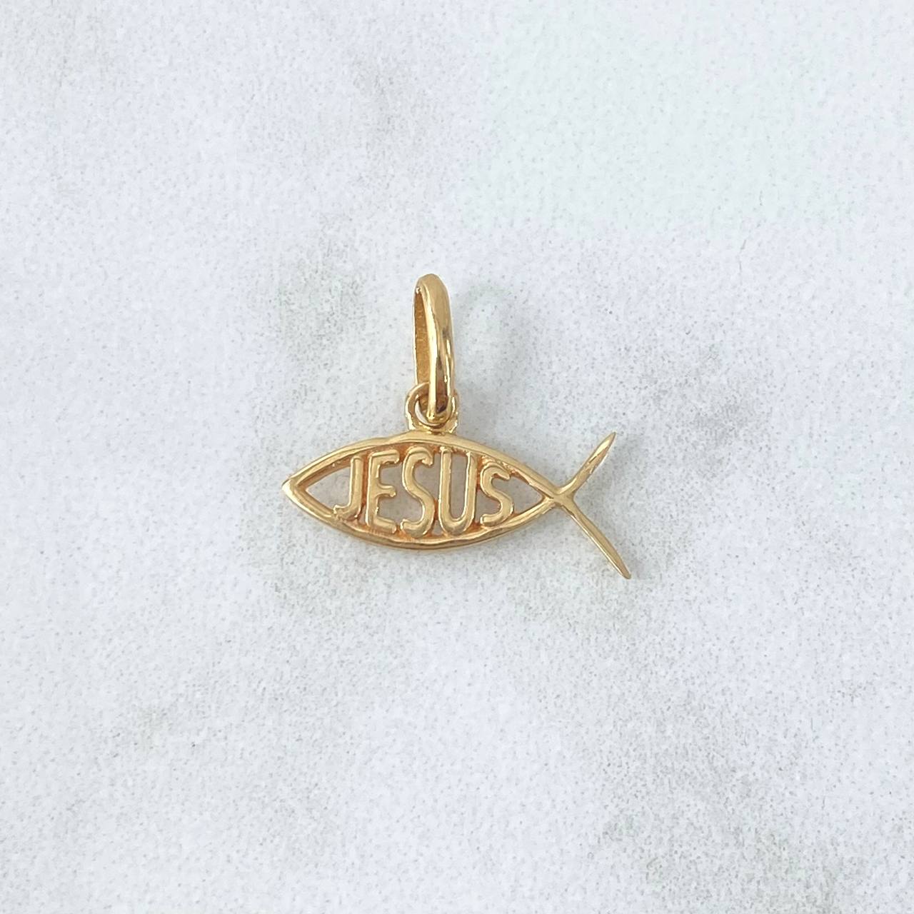 Dije Pez Jesús 0.9gr / 1.4cm-1.6cm / Basteado Oro Amarillo 18K ©
