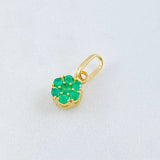 Dije Flor Hexagonal Esmeraldas 29pts 1gr / 1/2 in / Oro Amarillo 18K