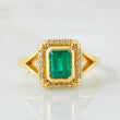 Anillo Rectangulo Tupido Esmeralda 1.1 Qts Diamantes 18pts 5.55gr / T6 1/2 / Oro Amarillo 18K