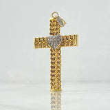 Pendant Cuban Cross Double 4.64gr / 5.3cm / White Zircons Two Yellow and White Golds +4 18K *