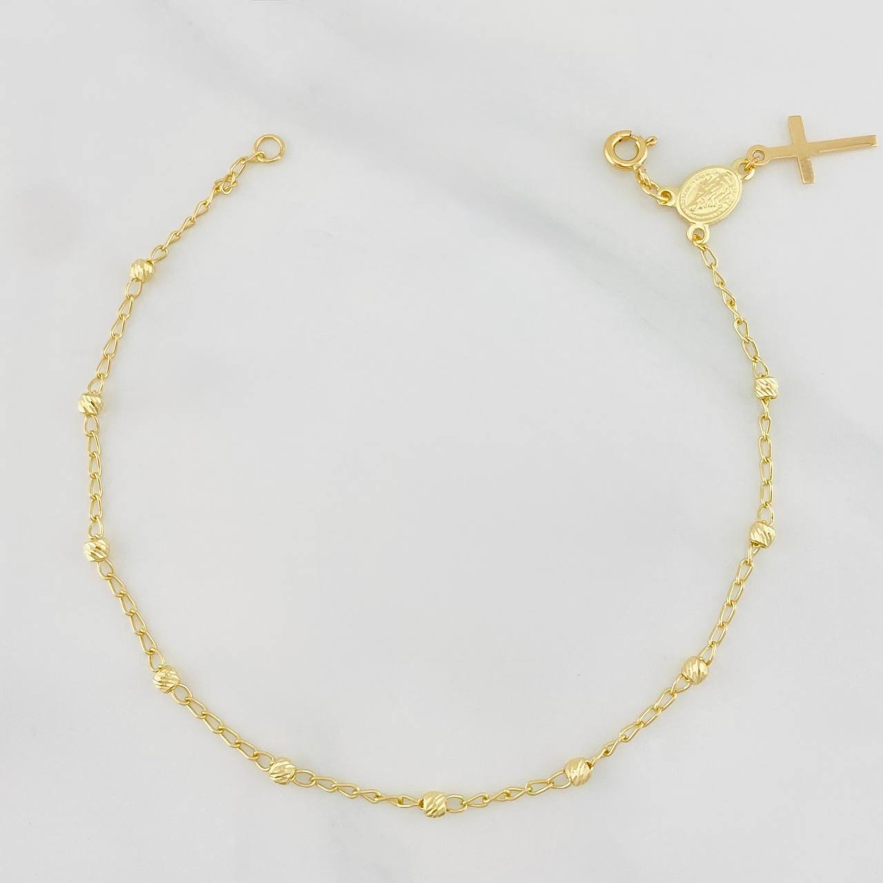 Bracelet Denario Miraculous Virgin 2.4 g / 8 1/4 in / 2.7 mm Yellow Gold 18K