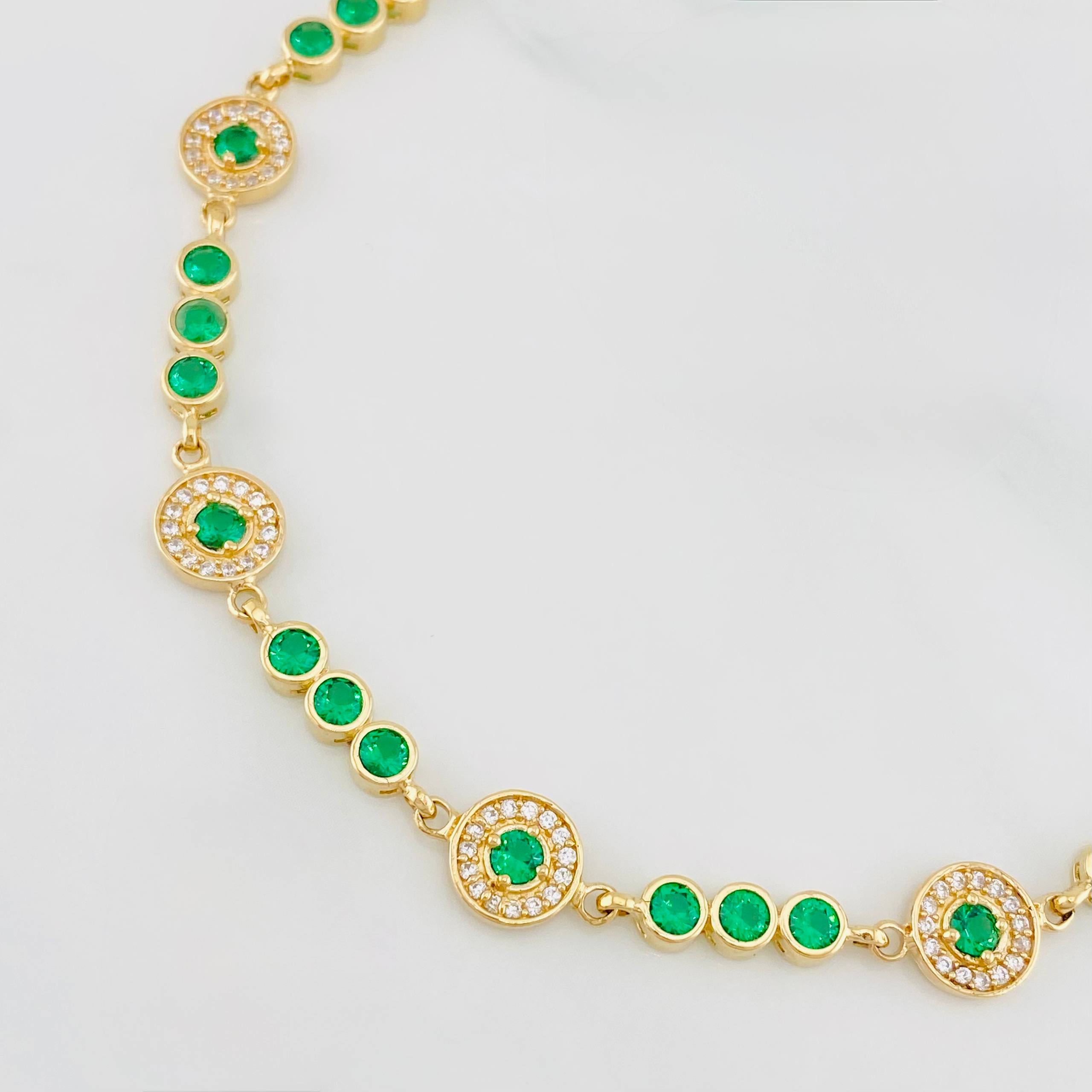 Pulso Tennis Halo Circulo 10.05 g / 7 3/4 in / 4.2 mm Oro Amarillo 18K
