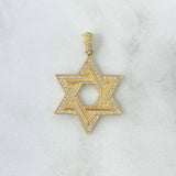 Pendant Star of David 4.6gr / 3.4cm / White Zircons 18K Yellow Gold *