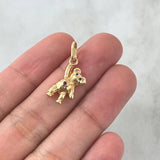 Pendant Smooth Heart Bear 1.85gr / 2.2cm / Red Blue Zircons 18K Yellow Gold *