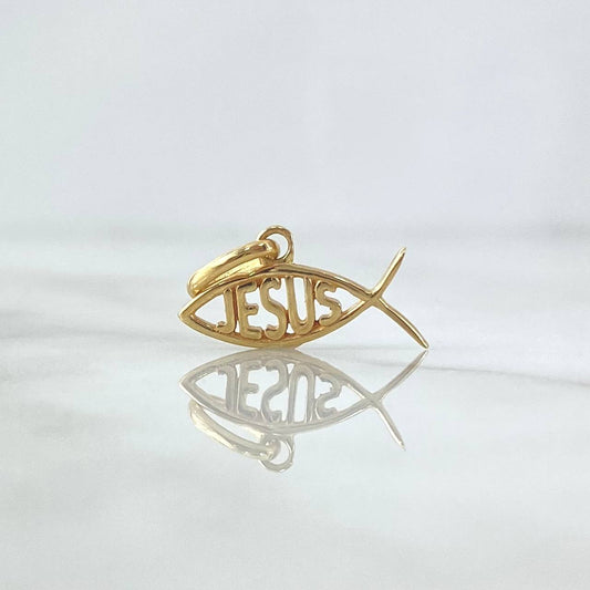 Dije Pez Jesús 0.9gr / 1.4cm-1.6cm / Basteado Oro Amarillo 18K ©