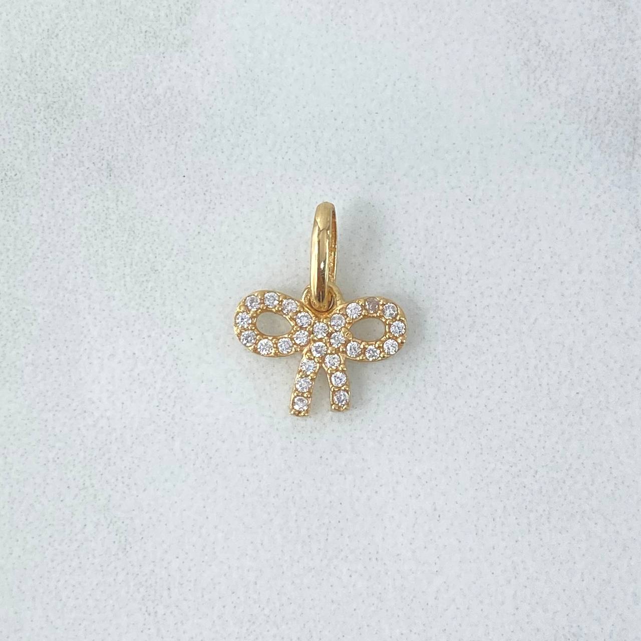 Pendant Bow Tie 0.7gr / 1.4cm / White Zircons 18K Yellow Gold *