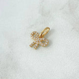 Pendant Bow Tie 0.7gr / 1.4cm / White Zircons 18K Yellow Gold *
