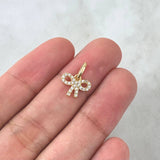 Pendant Bow Tie 0.7gr / 1.4cm / White Zircons 18K Yellow Gold *