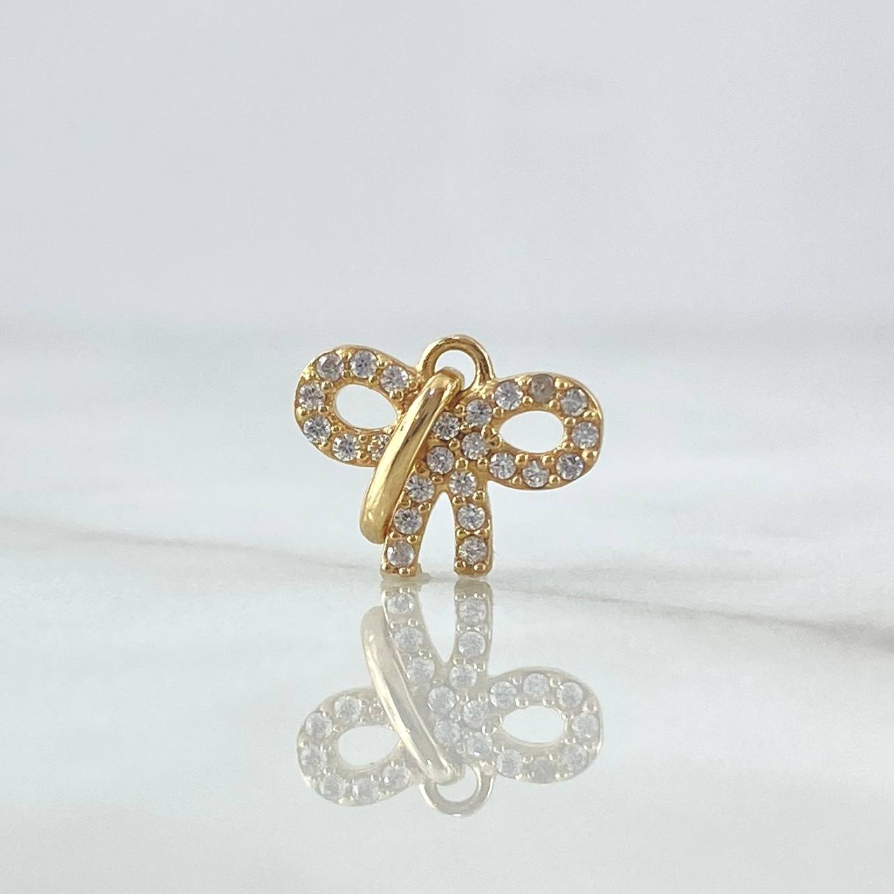 Pendant Bow Tie 0.7gr / 1.4cm / White Zircons 18K Yellow Gold *