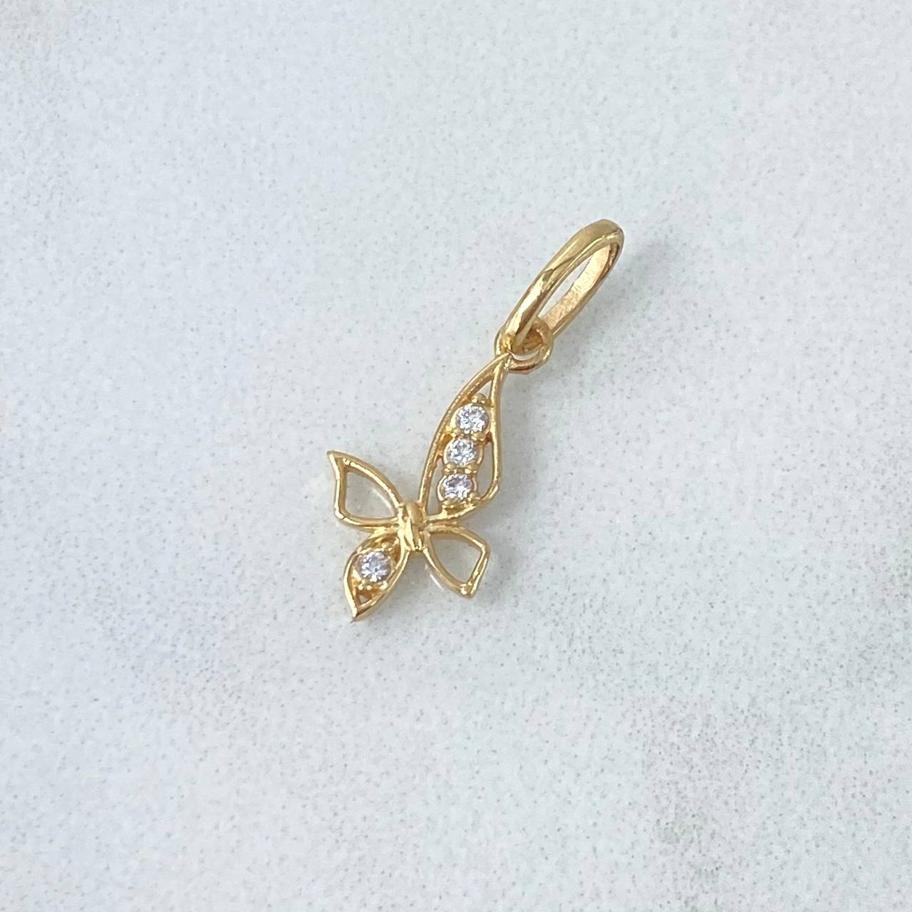 Pendant Butterfly 0.6gr / 2cm / White Zircons 18K Yellow Gold *