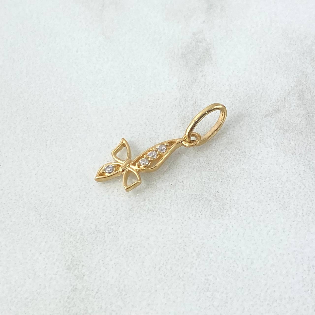 Pendant Butterfly 0.6gr / 2cm / White Zircons 18K Yellow Gold *