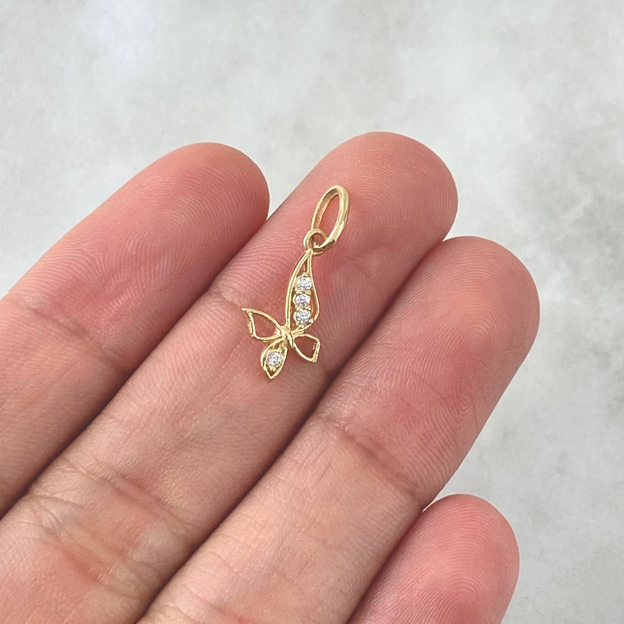 Pendant Butterfly 0.6gr / 2cm / White Zircons 18K Yellow Gold *