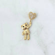 Pendant Bear Balloon Heart 3.15gr / 3.5cm / Black Eyes White Zircons 18K Yellow Gold