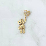 Pendant Bear Balloon Heart 3.15gr / 3.5cm / Black Eyes White Zircons 18K Yellow Gold