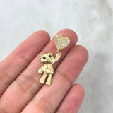 Pendant Bear Balloon Heart 3.15gr / 3.5cm / Black Eyes White Zircons 18K Yellow Gold