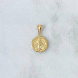 Dije Virgen Milagrosa 0.85gr / 2cm / Circulo Texturizado Oro Amarillo 18K