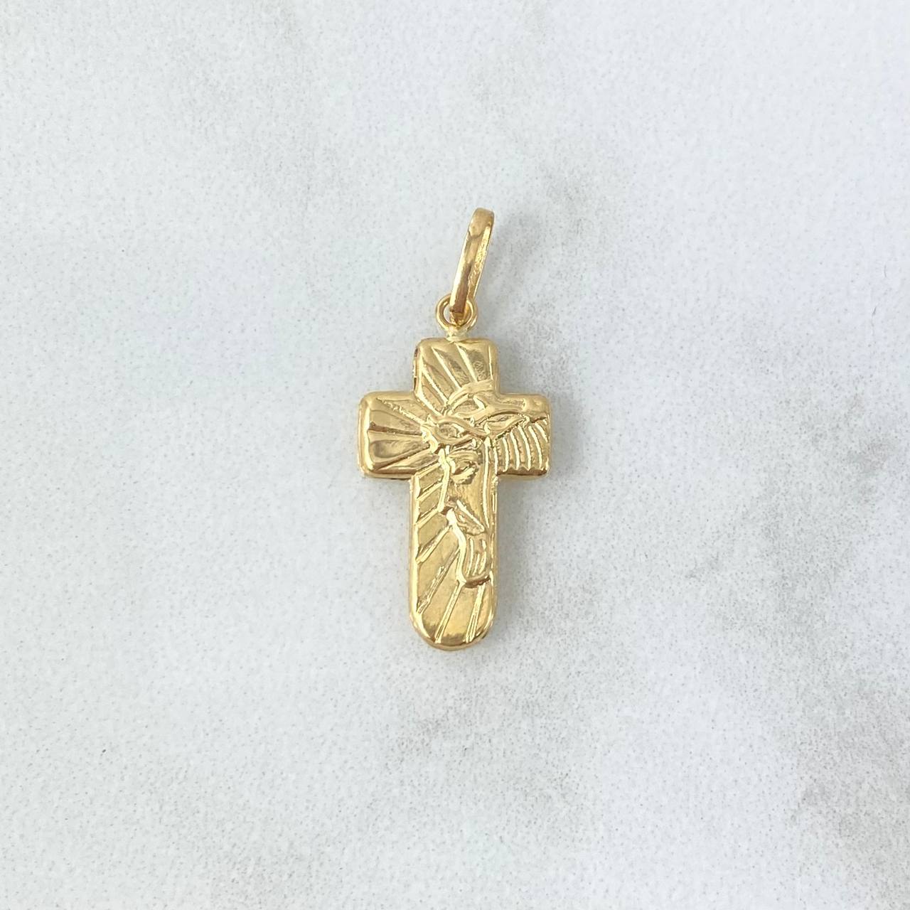 Pendant Cross Face Christ 0.85gr / 2.5cm / Smooth 18K Yellow Gold *
