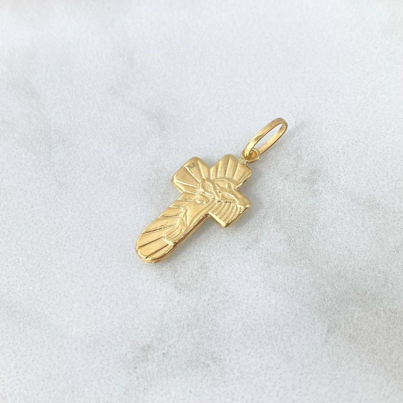 Pendant Cross Face Christ 0.85gr / 2.5cm / Smooth 18K Yellow Gold *