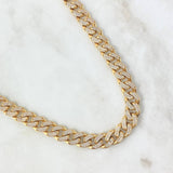 Cadena Cubana Tupida 56.55gr / 55cm / 10mm Circones Blancos Broche Cajon Oro Amarillo  18K