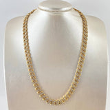 Cadena Cubana Tupida 56.55gr / 55cm / 10mm Circones Blancos Broche Cajon Oro Amarillo  18K