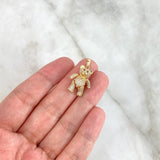 Dije Oso Articulado Corbatin 4.25gr / 2.5cm / Circones Blancos Ojos Negros Oro Amarillo 18K ©