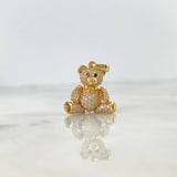 Pendant Articulated Bear Bow Tie 4.2gr / 2.5cm / White Zircons Black Eyes 18K Yellow Gold