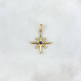 Pendant Cardinal Star 1.4gr / 2.7cm / White Blue Zircons Yellow Gold *