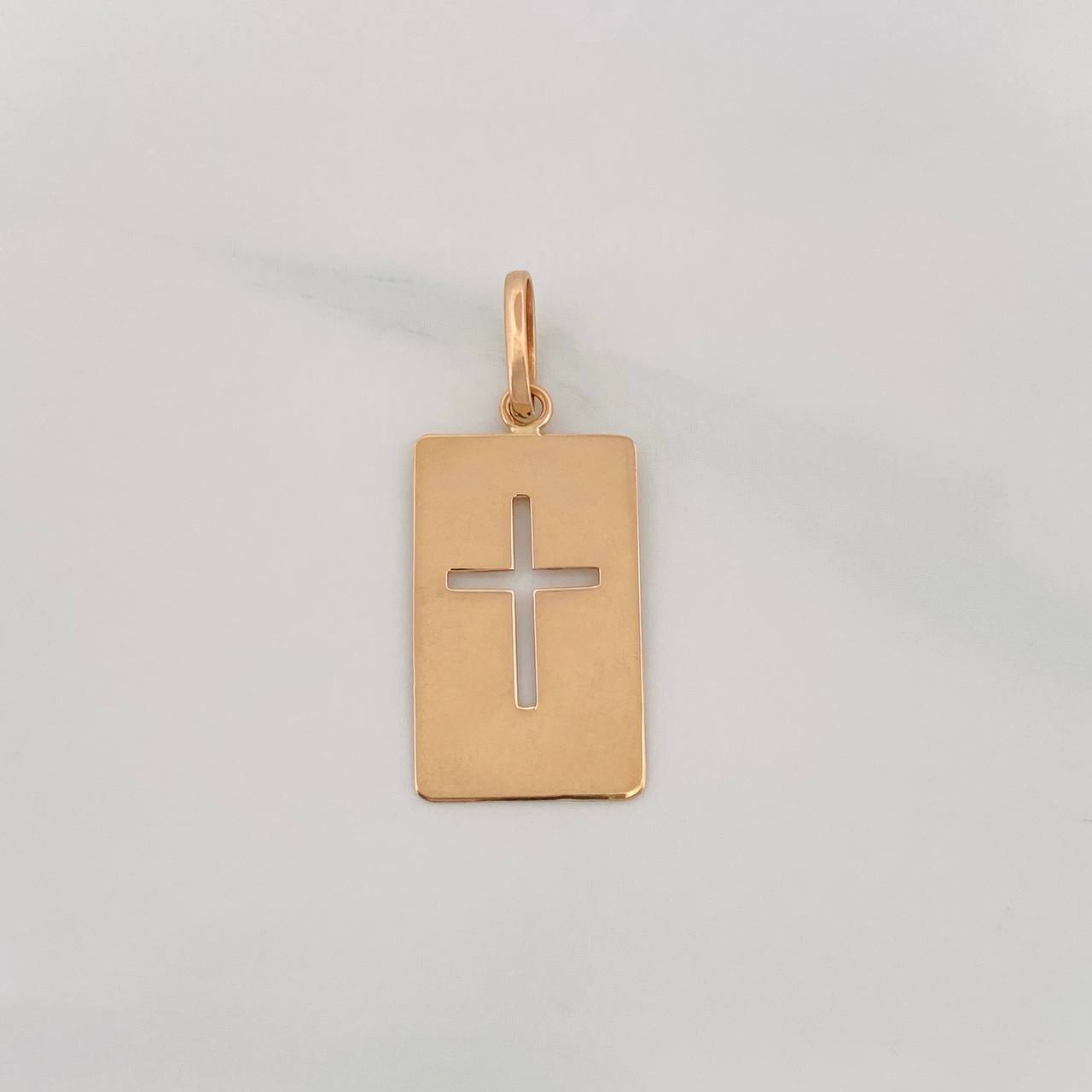 Dije Placa Cruz 0.8g / 1 in Oro Rosa 18K