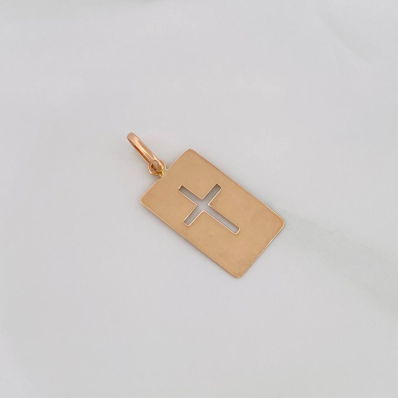 Dije Placa Cruz 0.8g / 1 in Oro Rosa 18K