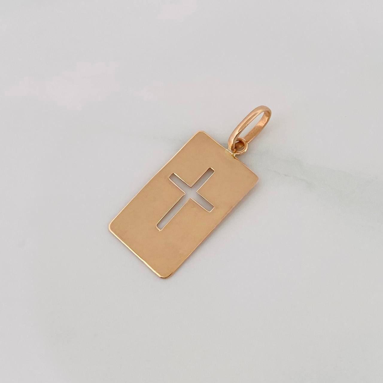 Dije Placa Cruz 0.8g / 1 in Oro Rosa 18K