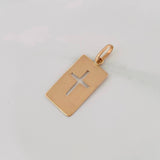 Dije Placa Cruz 0.8g / 1 in Oro Rosa 18K