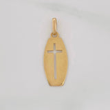 Dije Placa Rectangular Cruz 1.2g / 1 1/4 in Oro Amarillo 18K