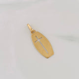 Dije Placa Rectangular Cruz 1.2g / 1 1/4 in Oro Amarillo 18K