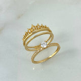 Anillo Corona Real Doble Solitario 4.7gr / T6 1/2 / Oro Amarillo 18K