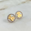 Stud Earrings Bear TS 2.95gr / White Zircons Yellow Gold©