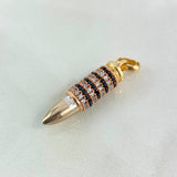 Dije Bala Calibre 9mm 6.65gr / 4.2cm / Circones Blancos Negros Tres Oros Nac.Esp ©