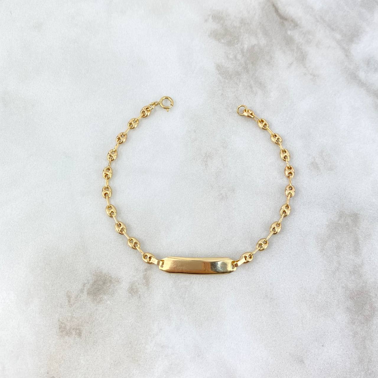 Pulso Bebé GC Placa Rectangular Octagonal 2.35gr / 16cm / 4.3mm Liso Oro Amarillo 18K *