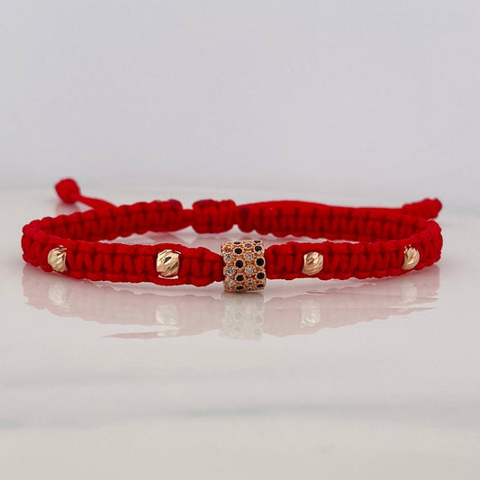 Red Woven Bracelet Dense Cylinder 18K Rose Gold