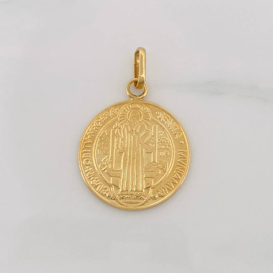 Dije Medalla San Benito 8g / 1 1/2 in Oro Amarillo 18K