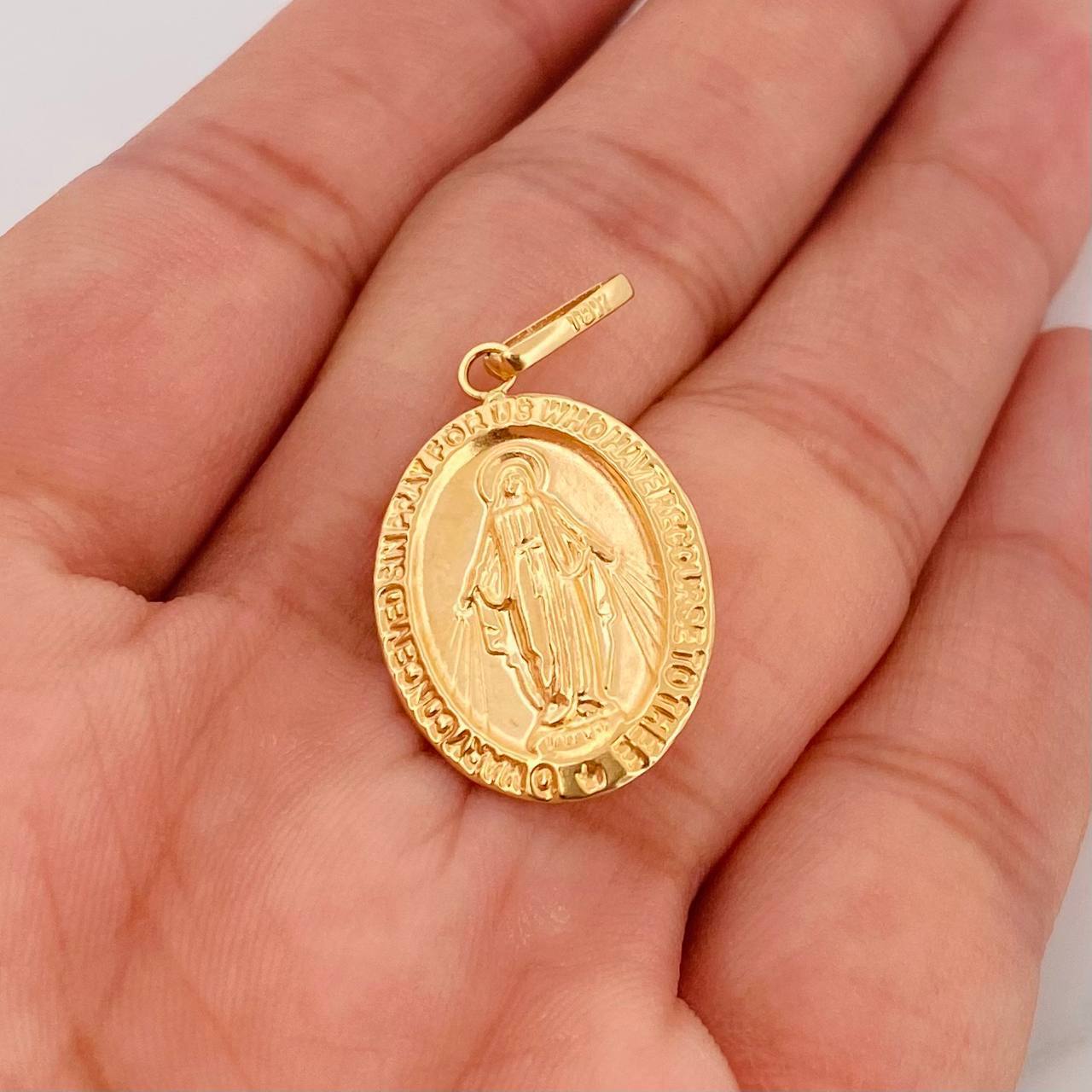 Pendant Virgen Milagrosa 1.65g / 1 1/4 in Yellow Gold 18K