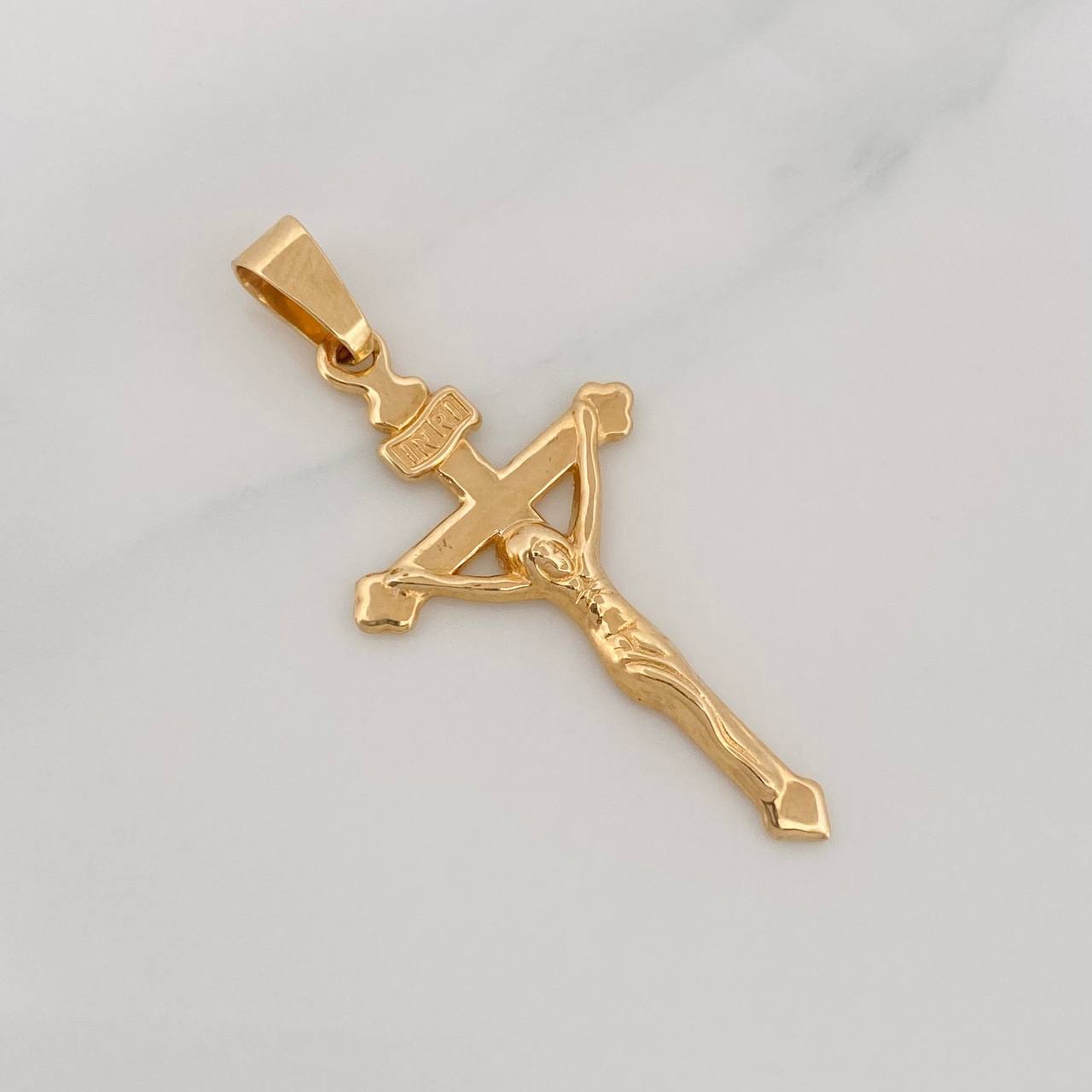 Pendant Cross Christ 3.35g / 1 3/4 in Yellow Gold 18K