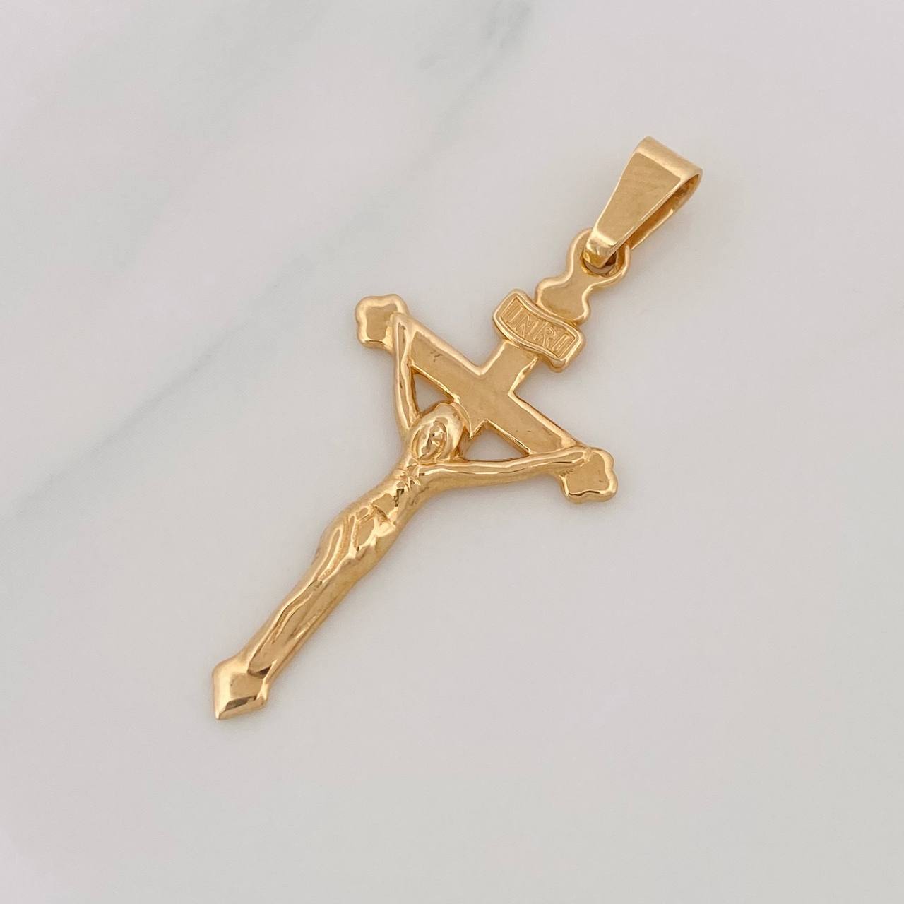 Pendant Cross Christ 3.35g / 1 3/4 in Yellow Gold 18K