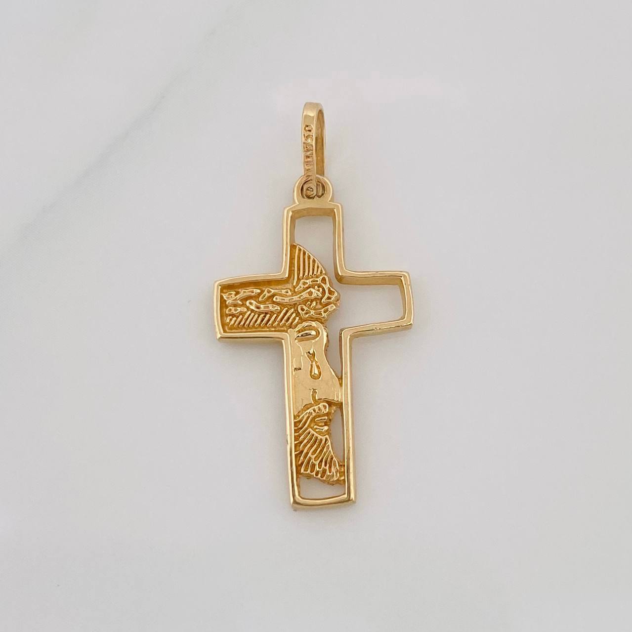 Dije Silueta Cruz Rostro Cristo 1.55g / 1 in Oro Amarillo 18K