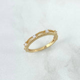 Embroidered Ring 2.05gr / T5 3/4 / White Zircons Yellow Gold
