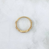 Embroidered Ring 2.05gr / T5 3/4 / White Zircons Yellow Gold