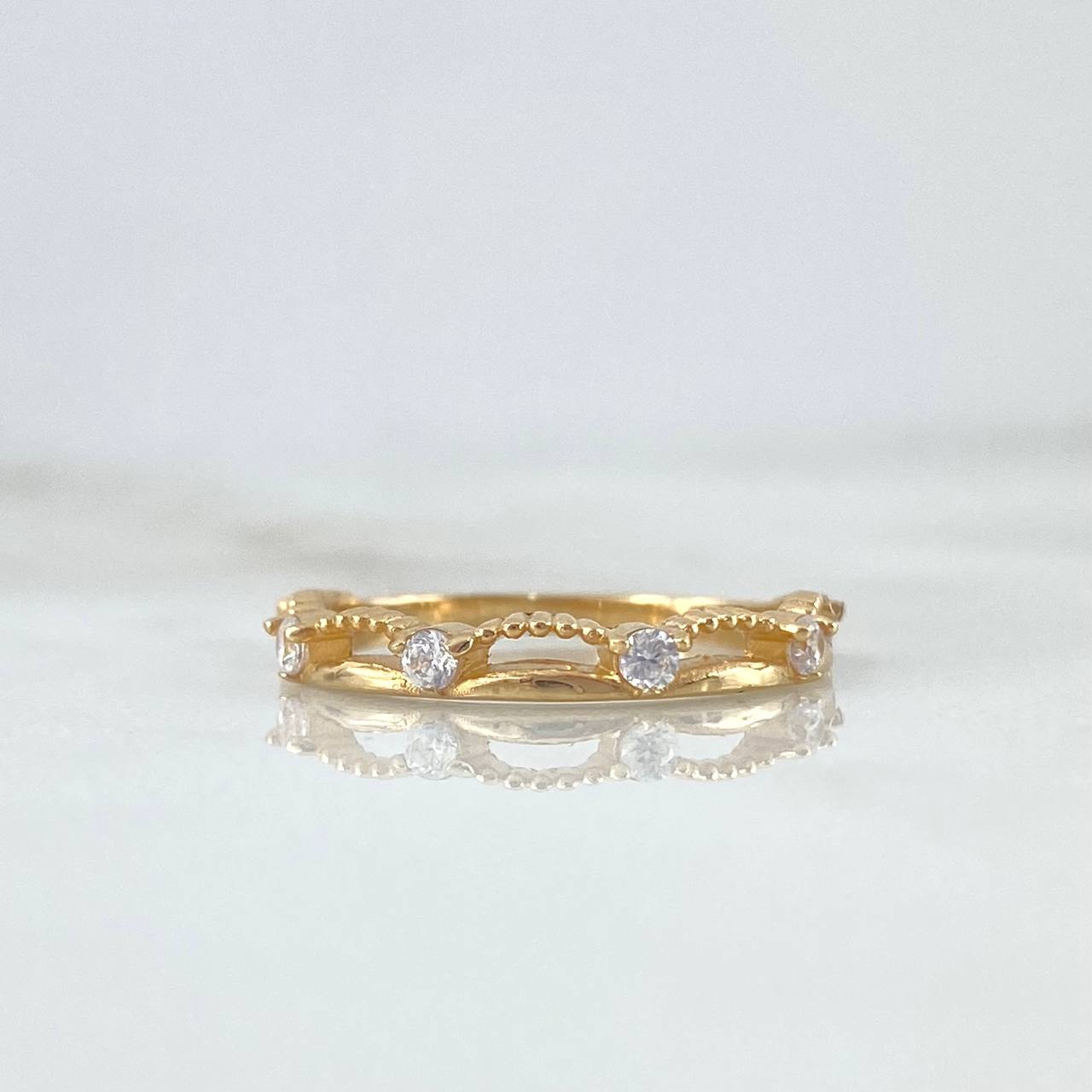 Embroidered Ring 2.05gr / T5 3/4 / White Zircons Yellow Gold