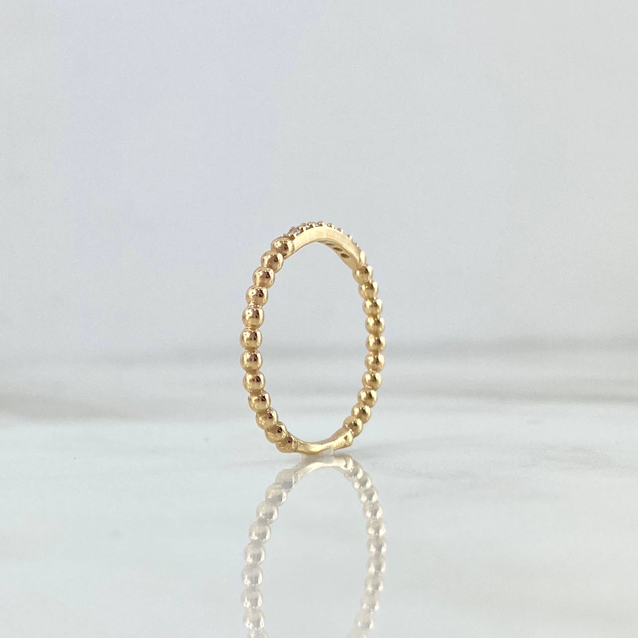 Dense Bead Ring 1.6gr / T6 1/2 / White Zircons Yellow Gold