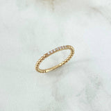 Dense Bead Ring 1.6gr / T6 1/2 / White Zircons Yellow Gold