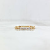 Dense Bead Ring 1.6gr / T6 1/2 / White Zircons Yellow Gold